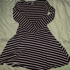 Blue and pink striped longsleeve dress